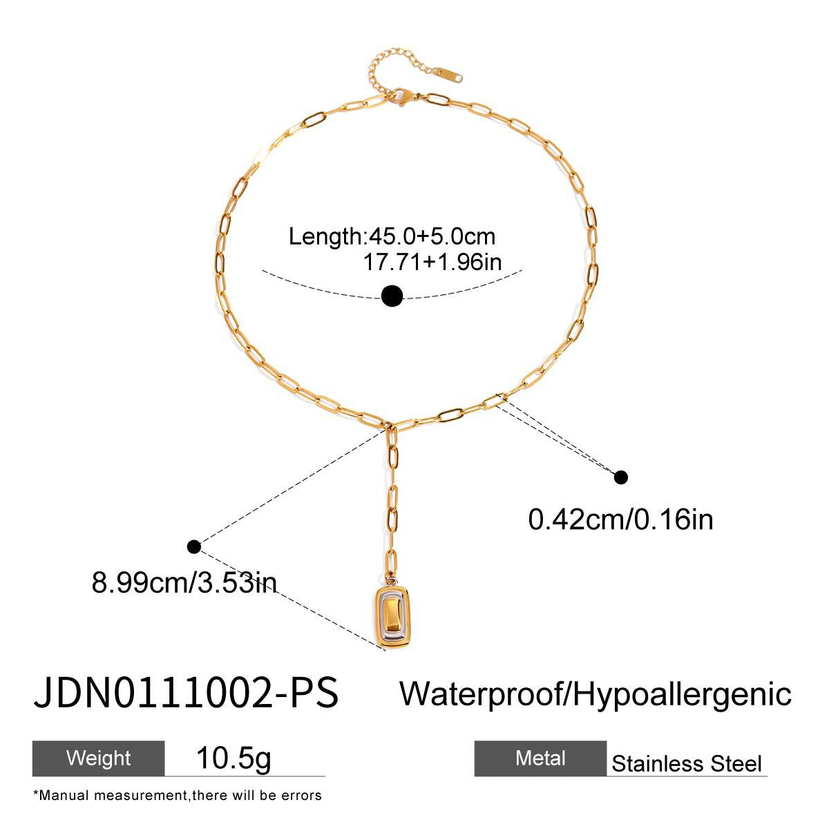 Wholesale 18k gold stainless steel gold and silver color square color  five-pointed star necklaces