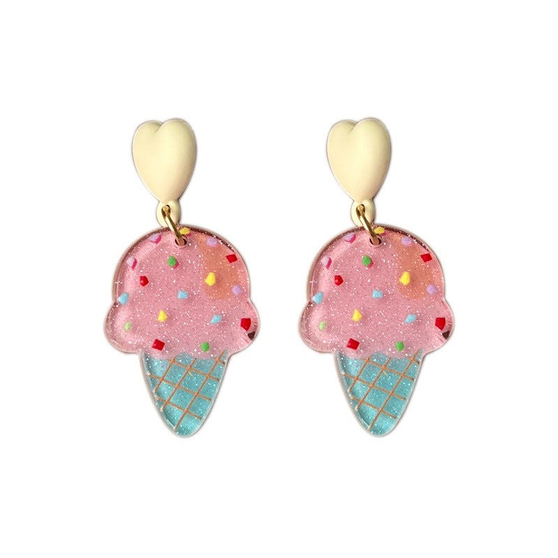 Wholesale Ice Cream Girl Cute Acrylic Earrings