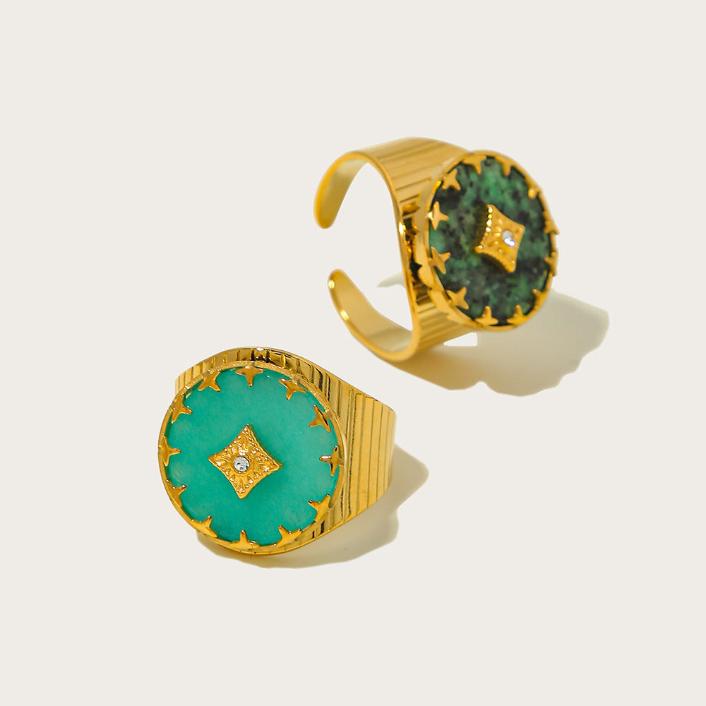 Wholesale Titanium Steel retro metal feeling open ring