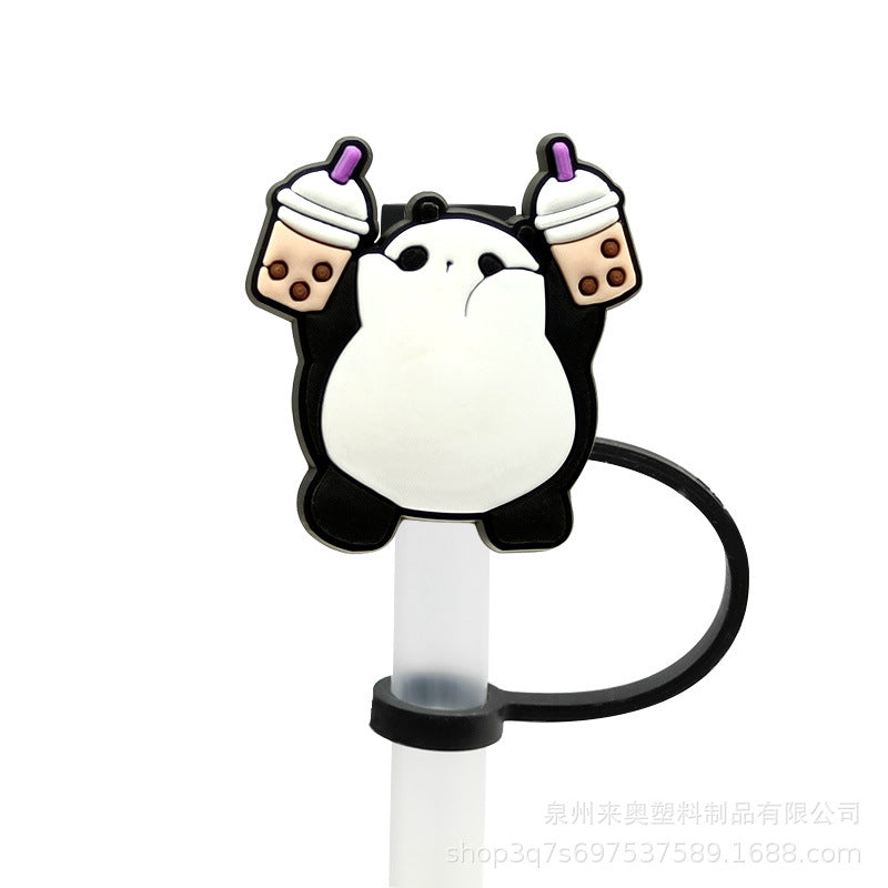 Wholesale 10PCS 7-8mm Cartoon Beverage Silicone Straw Tube Cap