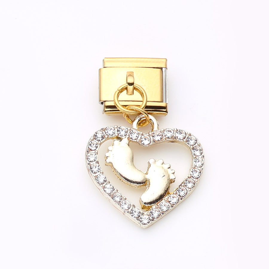 Wholesale 10pcs Italian Charm Bracelet 9mm DIY Splicing Love Pendant Stainless Steel Composable Bracelet