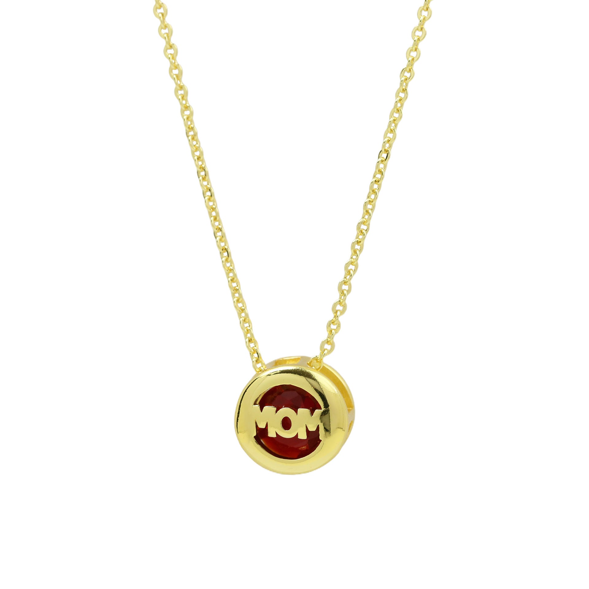 Wholesale Gold-Plated Brass " MOM"  Pendant with December Birthstone — Mother' s Day Gift