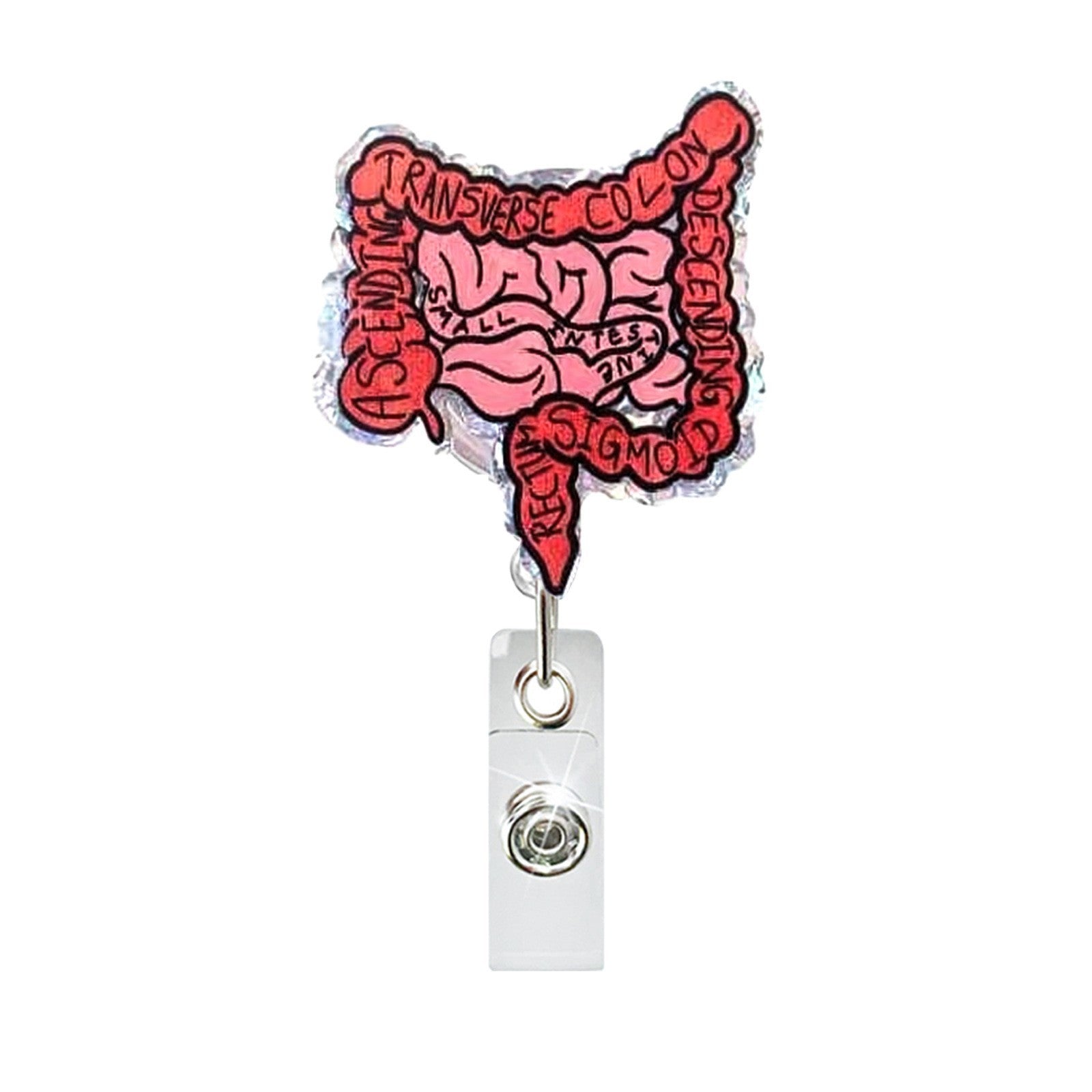 Wholesale Creative Heart and Lung Pattern Telescopic Clip Badge Holder ABS Plastic Easy-Pull Buckle Boutique Accessory