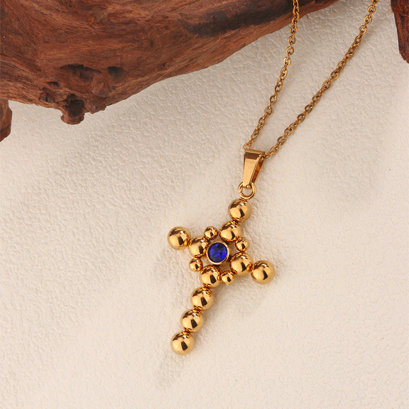Wholesale Retro Gold   Pendant Zircon Stainless Steel Necklace