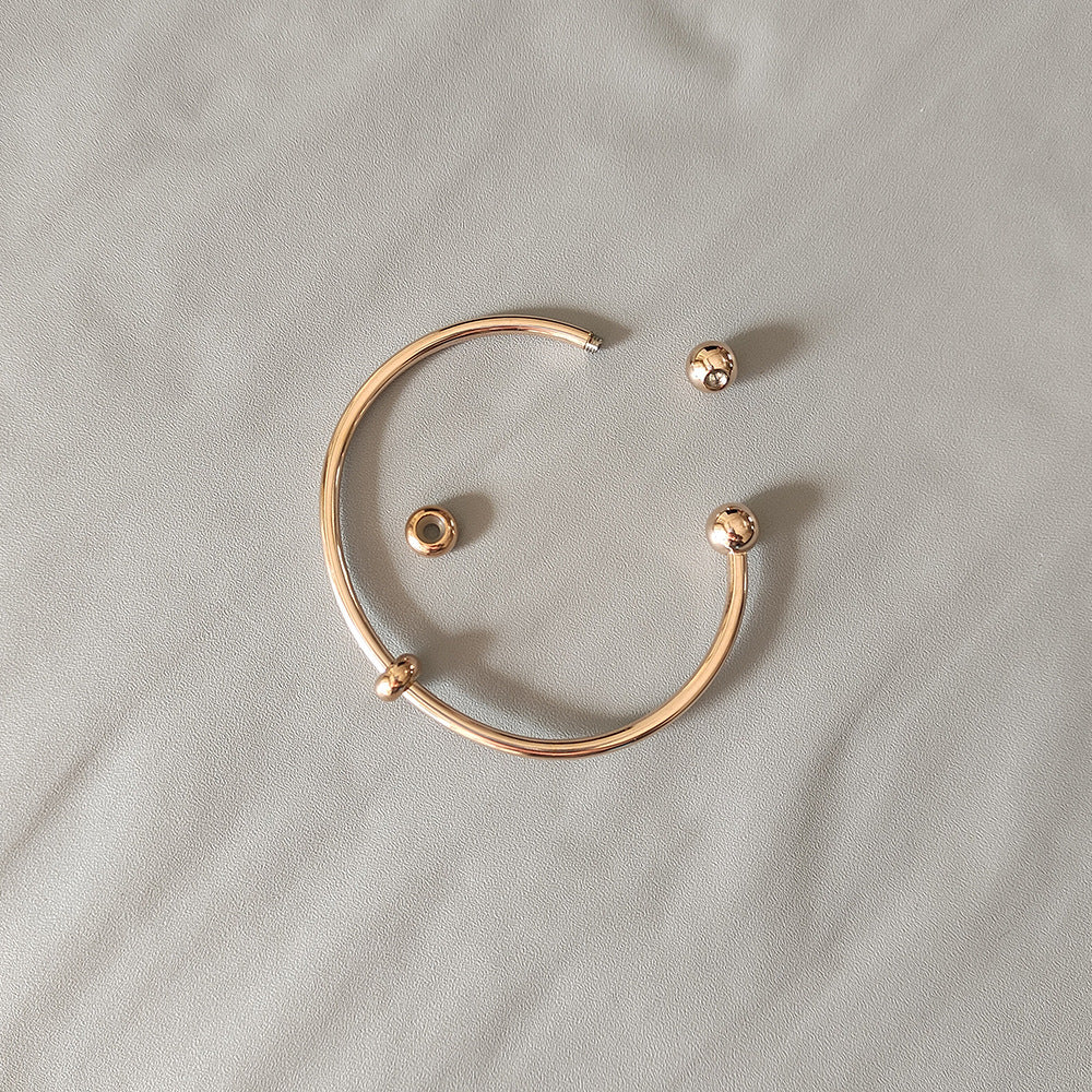 Wholesale Stainless steel ball-end open bangle