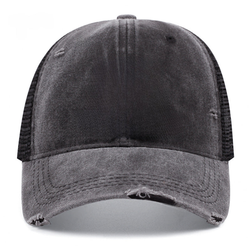 Wholesale  washed hole baseball cap outdoor sports cowboy cap