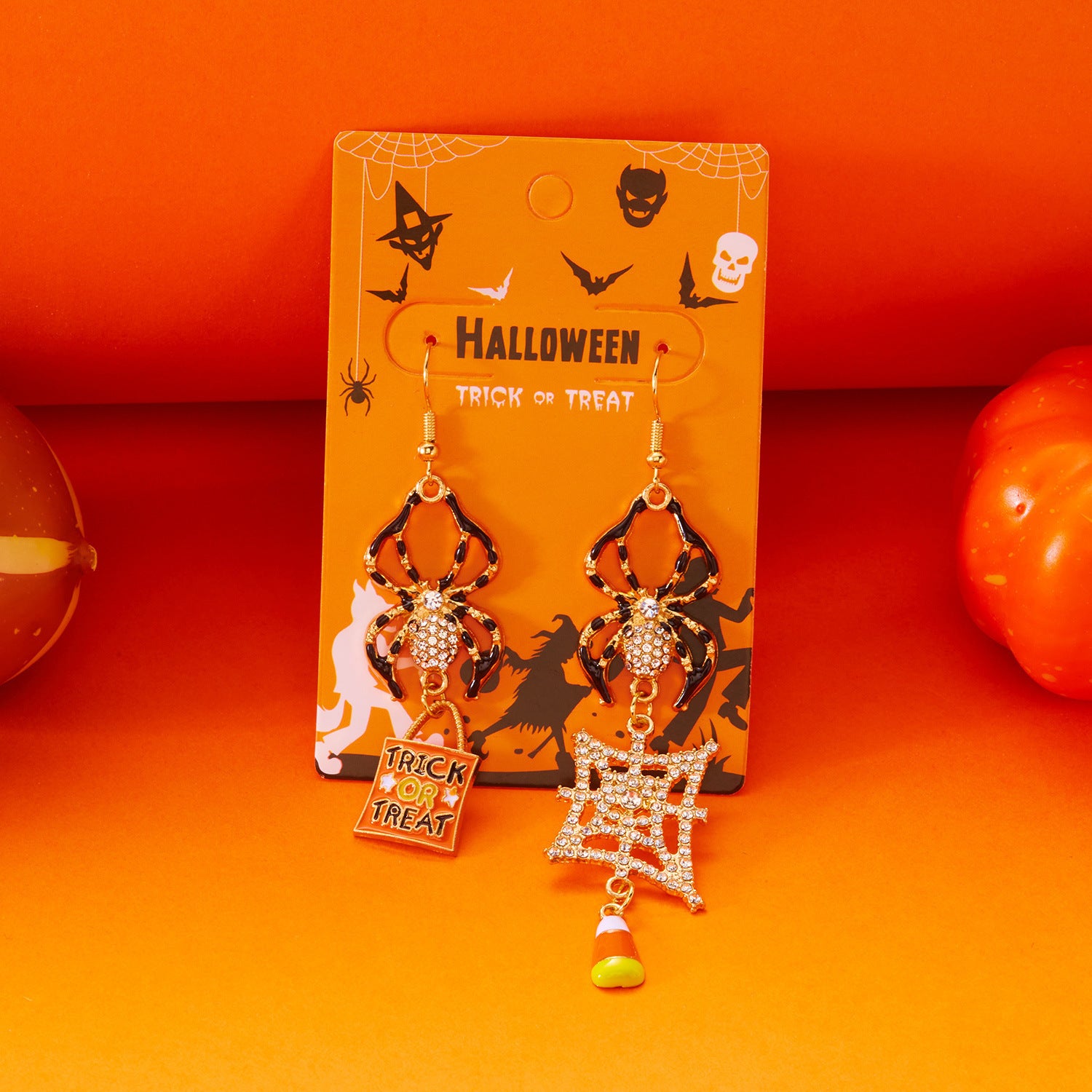 Wholesale Halloween Ghost Face Pumpkin Candy Pendant Earrings