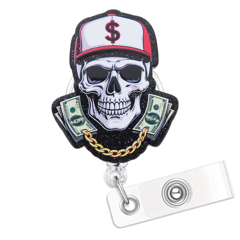 Wholesale  Acrylic Retractable Badge Reel with Clip for Keychains and ID Cards