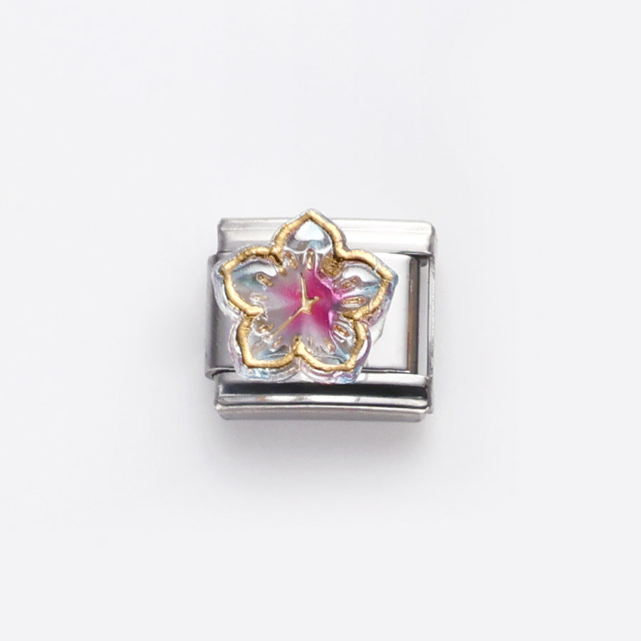 Wholesale 10pcs Italian Charm Bracelet 9mm DIY Splicing Flower Heart Fruit Stainless Steel Composable Bracelet