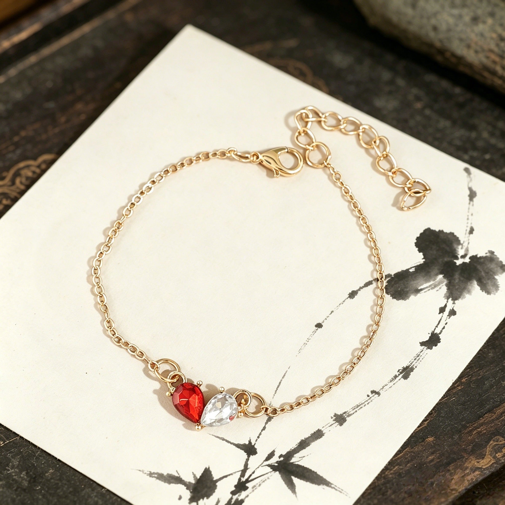 Wholesale Women S Gold Tone Drop Stone Bracelet Blue White Mix Trendy Jewelry Accessory Gift