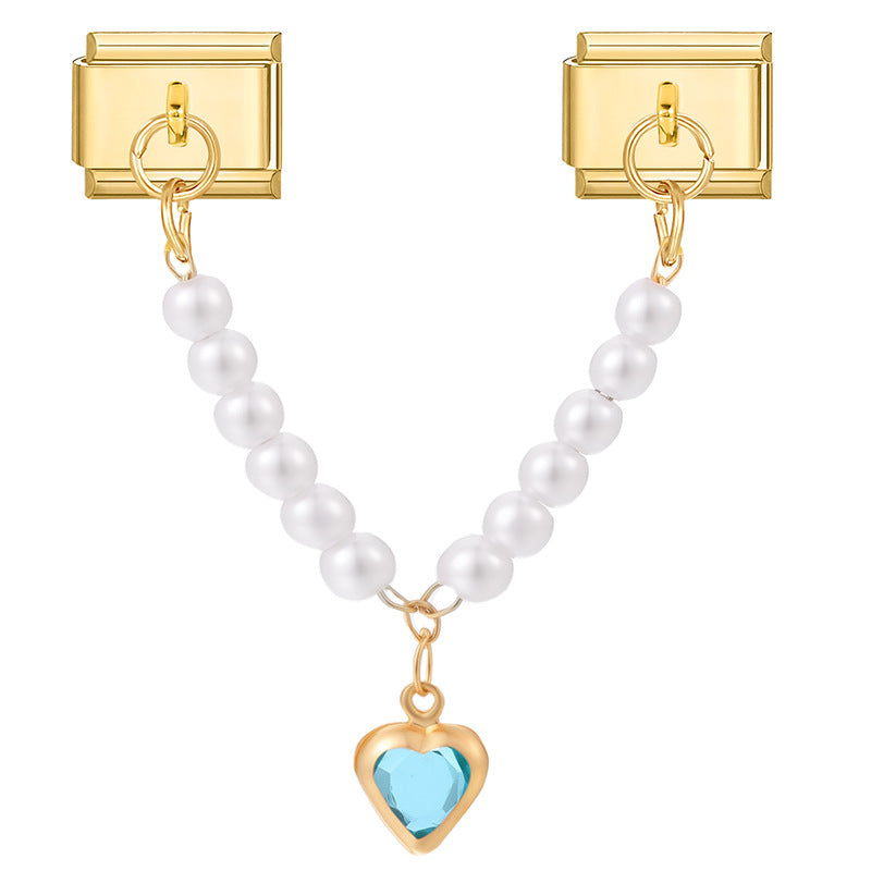 Wholesale  Italian Charm Bracelet 9mm DIY Splicing Light Luxury Double Pendant Stainless Steel Composable Bracelet