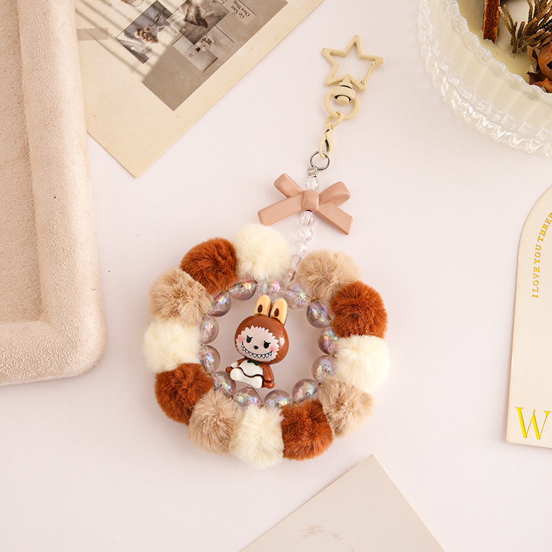 Wholesale Cartoon  Handmade Pom-Pom Beaded  Keychain  ACCVIP