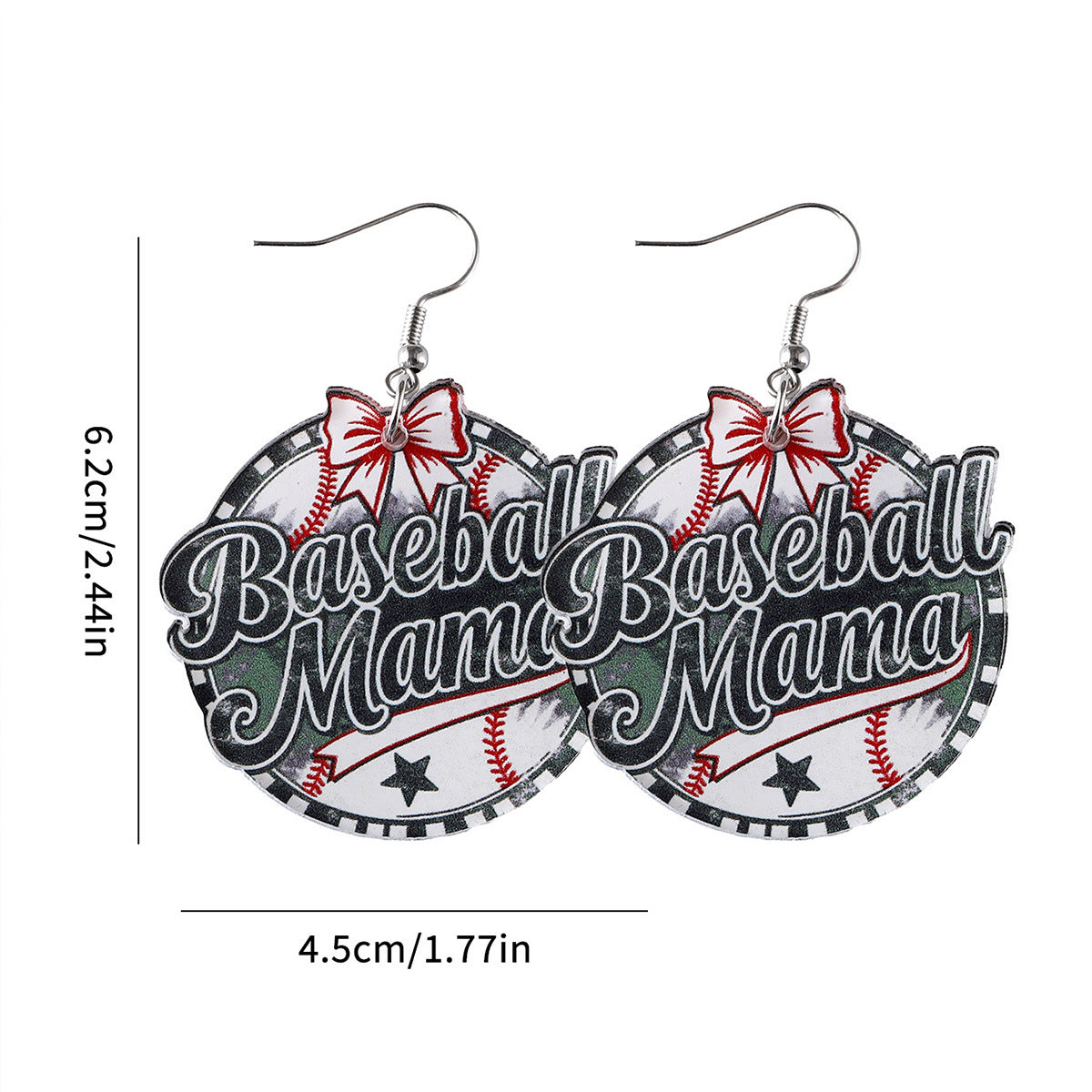 Wholesale Sporty Bow Baseball Star Pendant Earrings