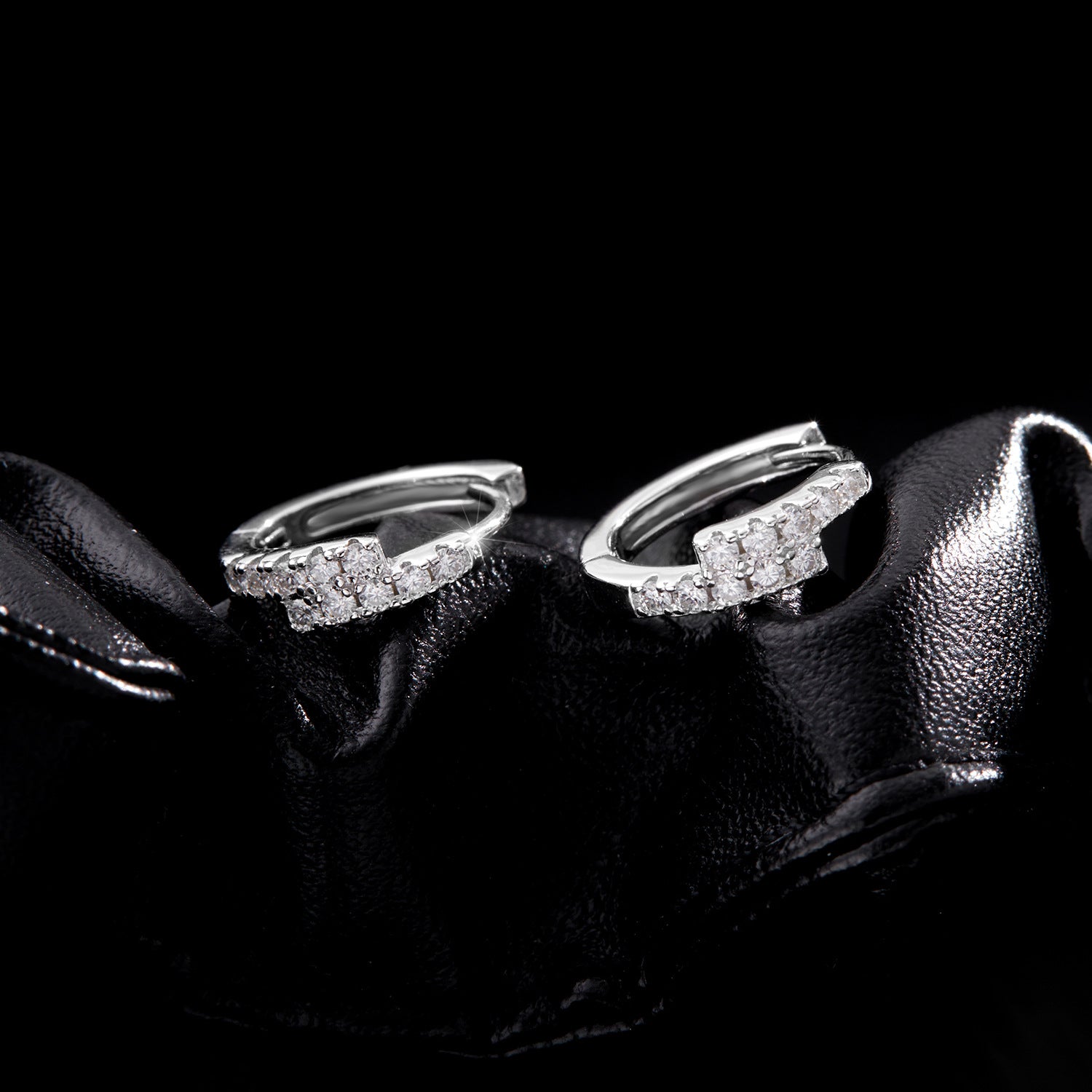 Wholesale  Diamond s925 Silver Super Flash Ear Ring Double Row Broken Diamond Earrings