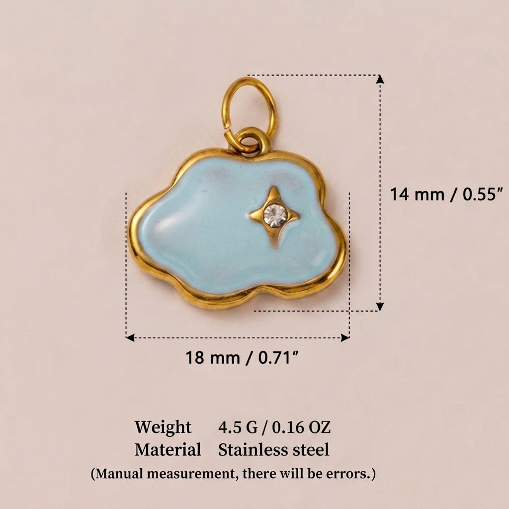 Wholesale European and American Cross-Border Simple Stainless Steel Necklace Colorfulful Zircon Heart Cloud Flower Bird DIY Color-Preserving Pendant