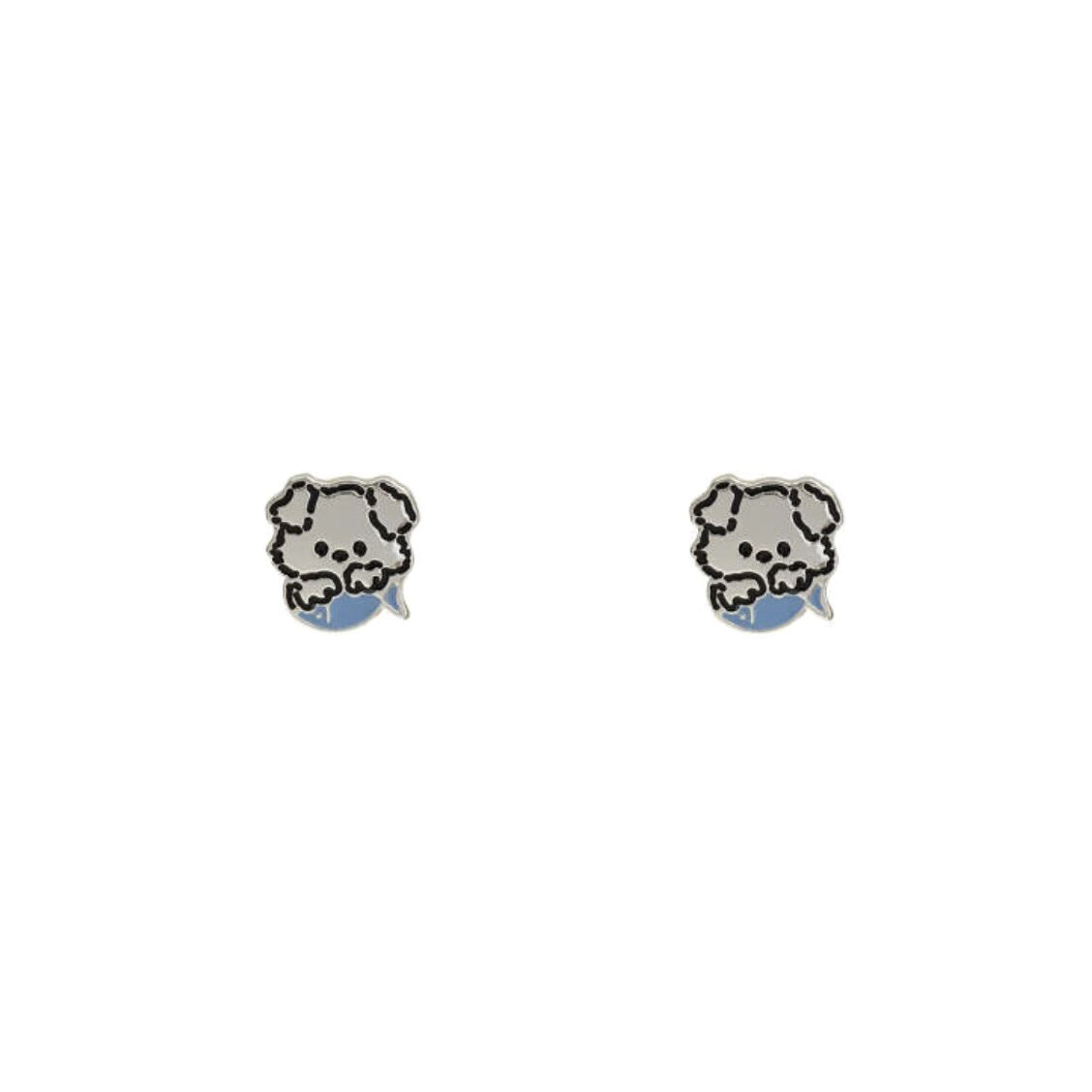 Wholesale Line graffiti blue dog earrings  silver needle cartoon cute small exquisite design earrings