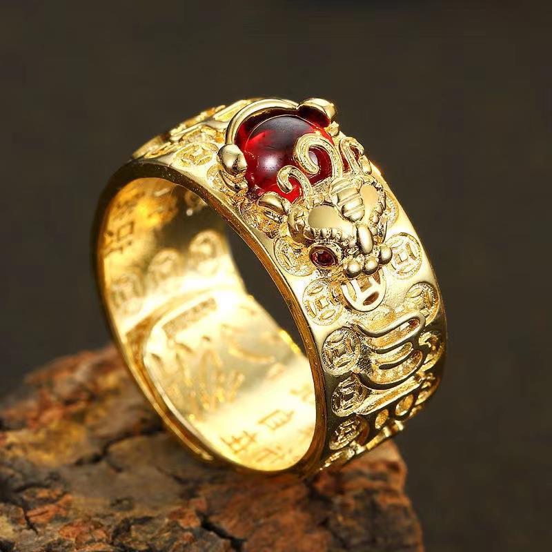 Wholesale Gold Plated Pixiu Ring Vintage Design Unisex Fashion Accessory
