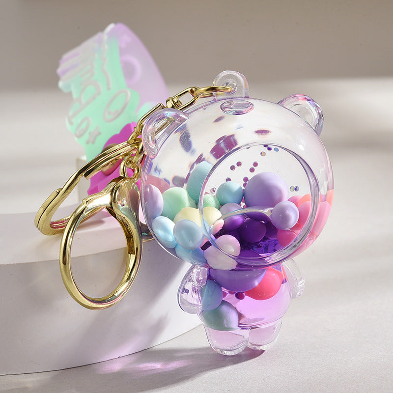 Wholesale Acrylic Liquid Into The Oil Bear Keychain
