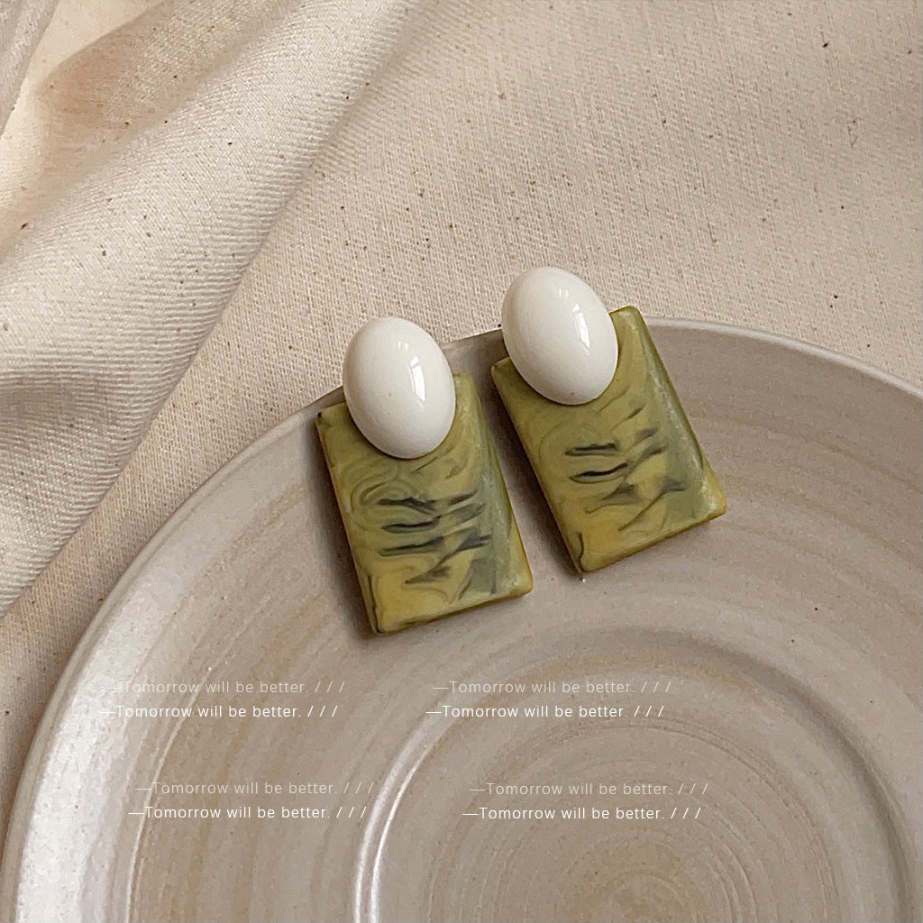 Wholesale Retro Coffee Color Earrings Geometric Blooming Acrylic Earrings ACC-ES-Eryu006