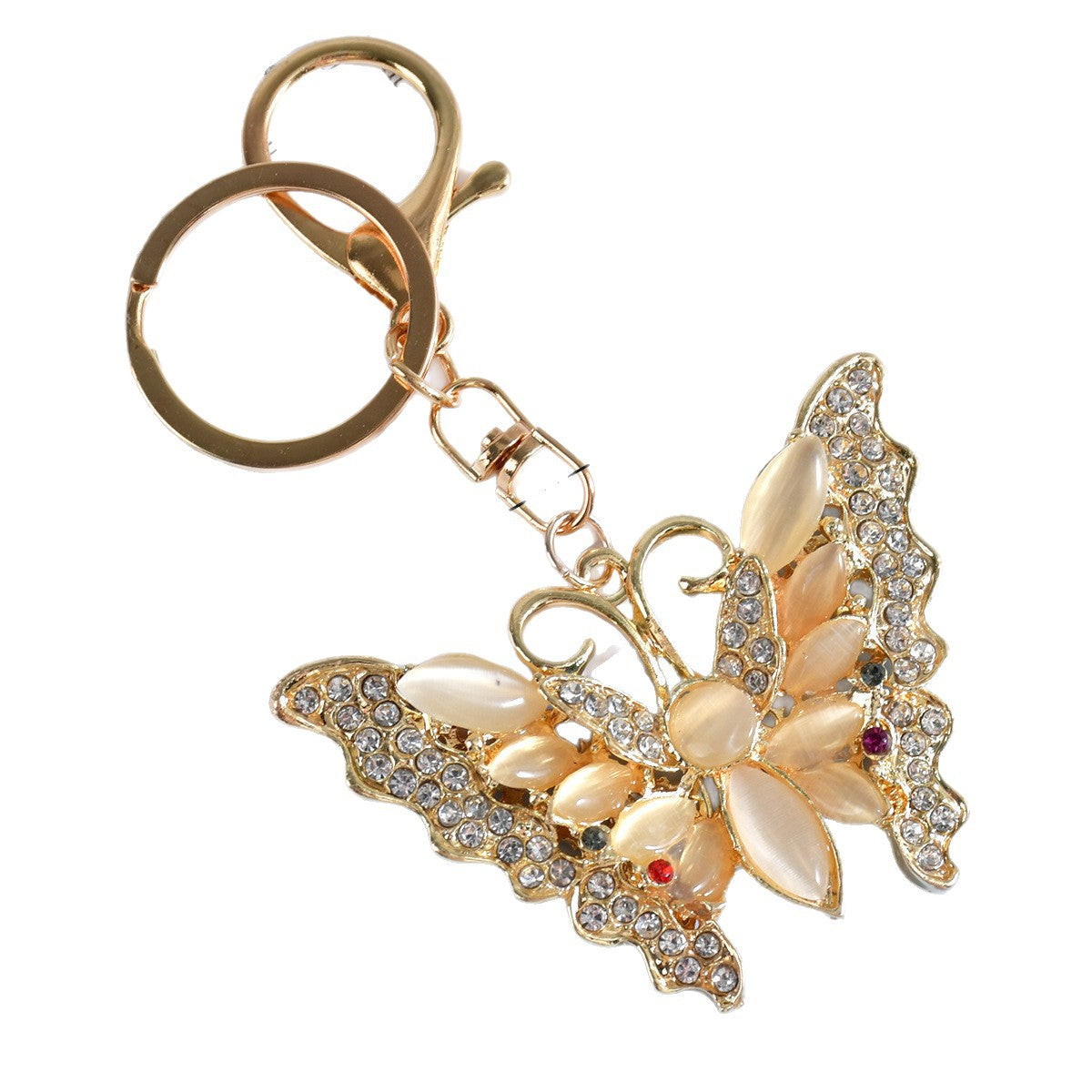 Wholesale Butterfly Cat Eye Keychain Gold Zinc Alloy Birthday Gift Car Backpack Charm Boutique Resale Keyring