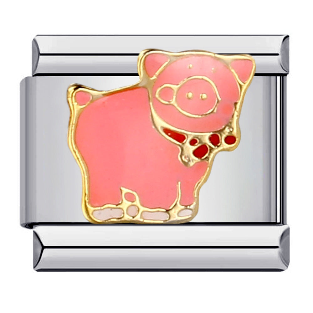 Wholesale Italian Charm Bracelet 9mm DIY Splicing Removable Cute Animal Stainless Steel Composable Bracelet