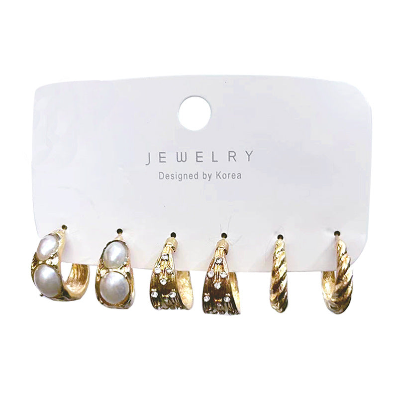 Wholesale 3pcs Bow Fishtail Pearl Moon Earring Set ACC-ES-HanSJ003