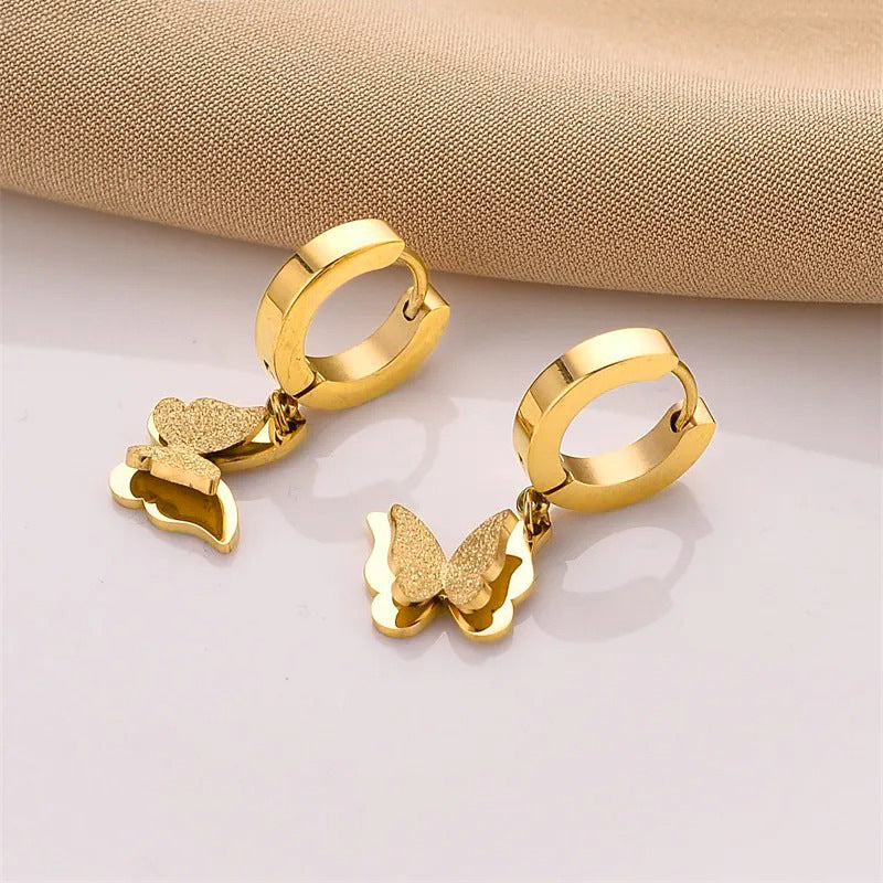 Wholesale Golden Rose Gold Steel Color Titanium Steel Earrings ACC-ES-HaoWen014