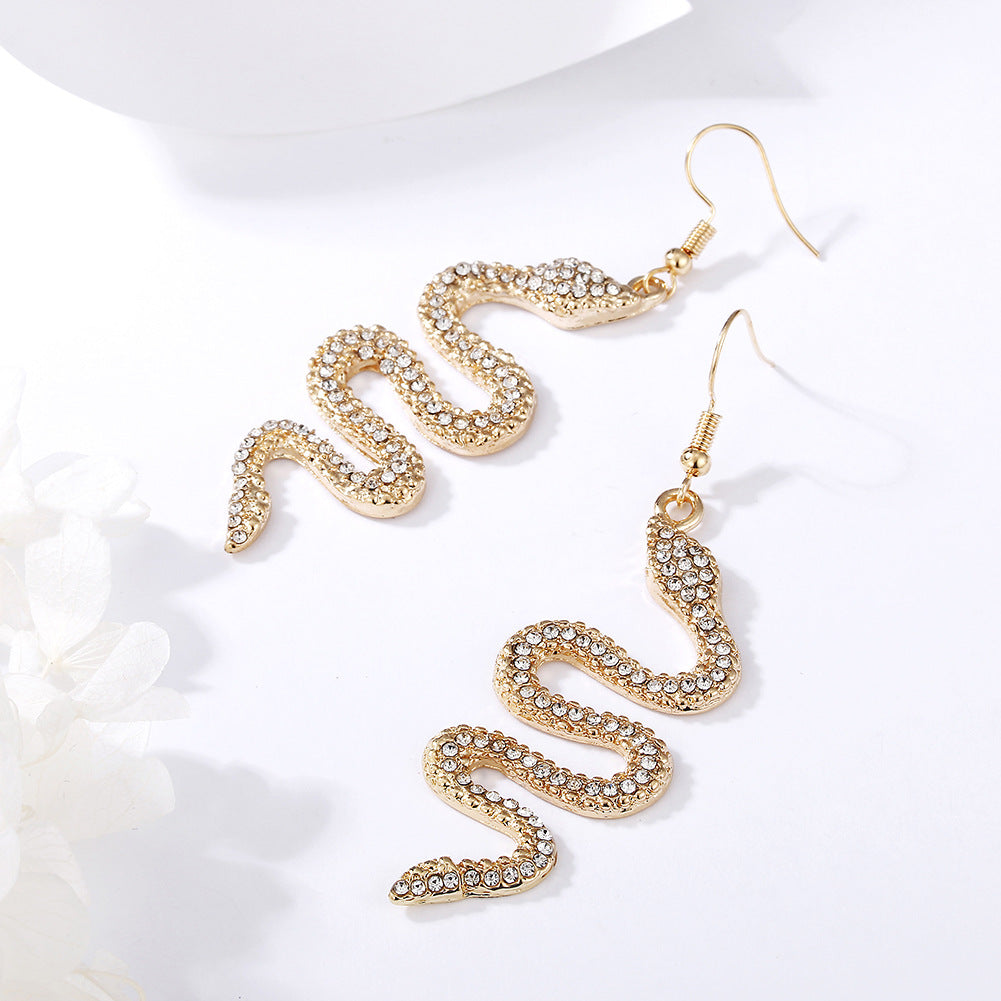 Wholesale Unique Snake Shaped Diamond Studded Earrings