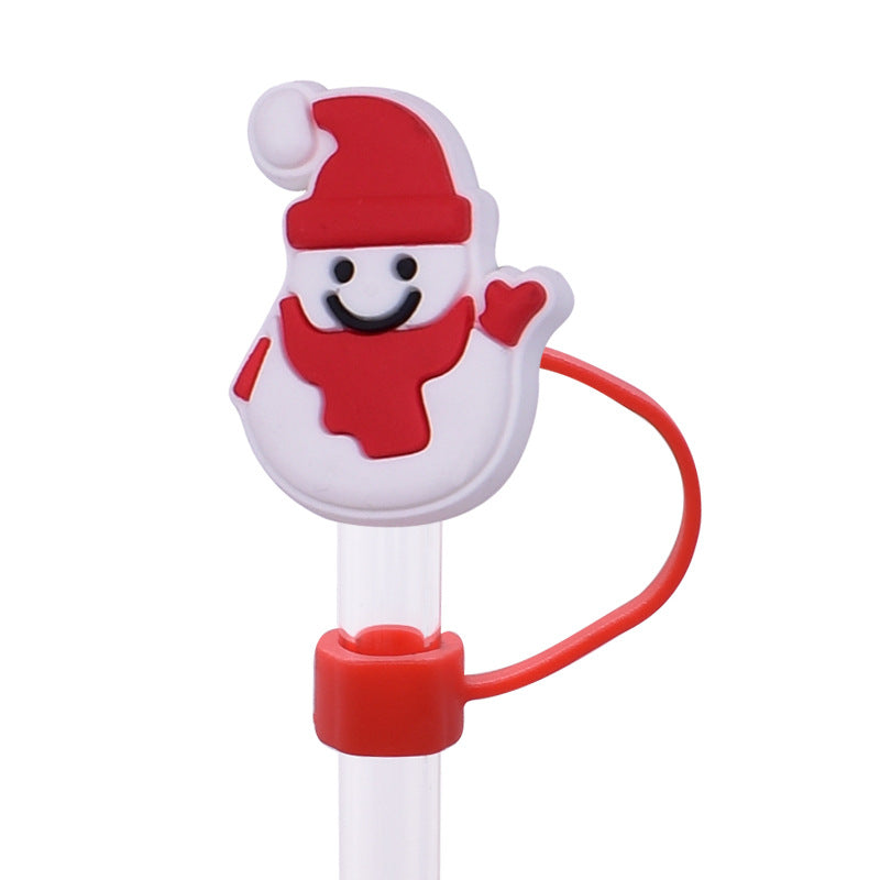 Wholesale Random 100pcs Snowman Series 8/10mm PVC Soft Straw Tube Cap