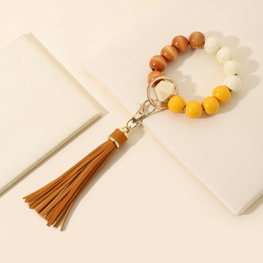 Wholesale Tassel Wood Beads Silicone Beads Bracelet Keychain