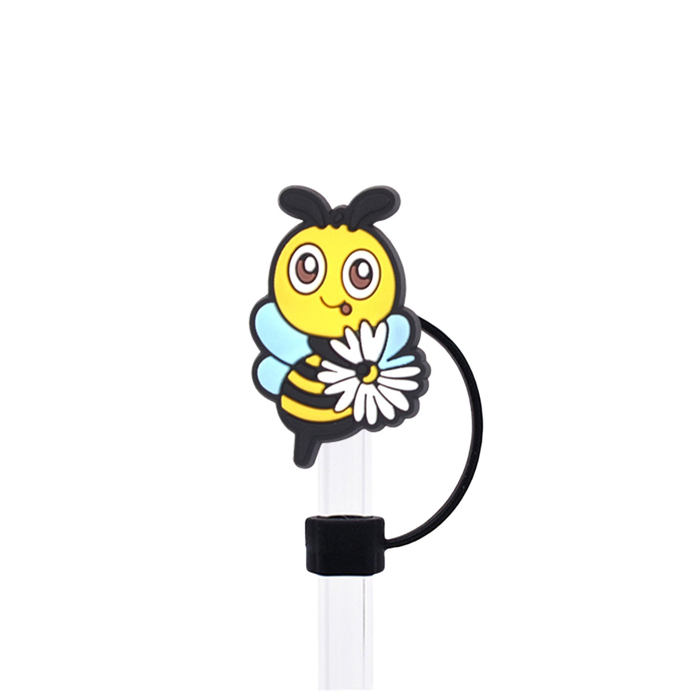 Wholesale 60pcs 10mm Straw Cover Cartoon Bee Silicone Straw Caps for Cup Decoration Straw Tube Cap ACC-SCR-SSL002