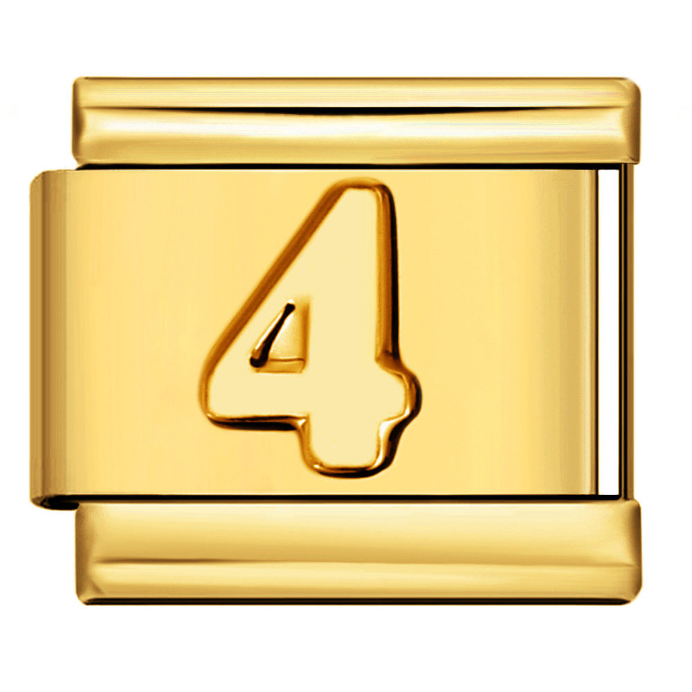 Wholesale Italian titanium steel gold module Charms