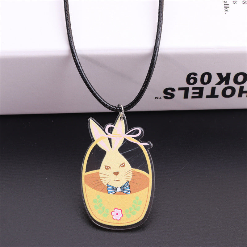 Wholesale Easter Bunny Egg Acrylic Pendant Necklace ACC-NE-DA002