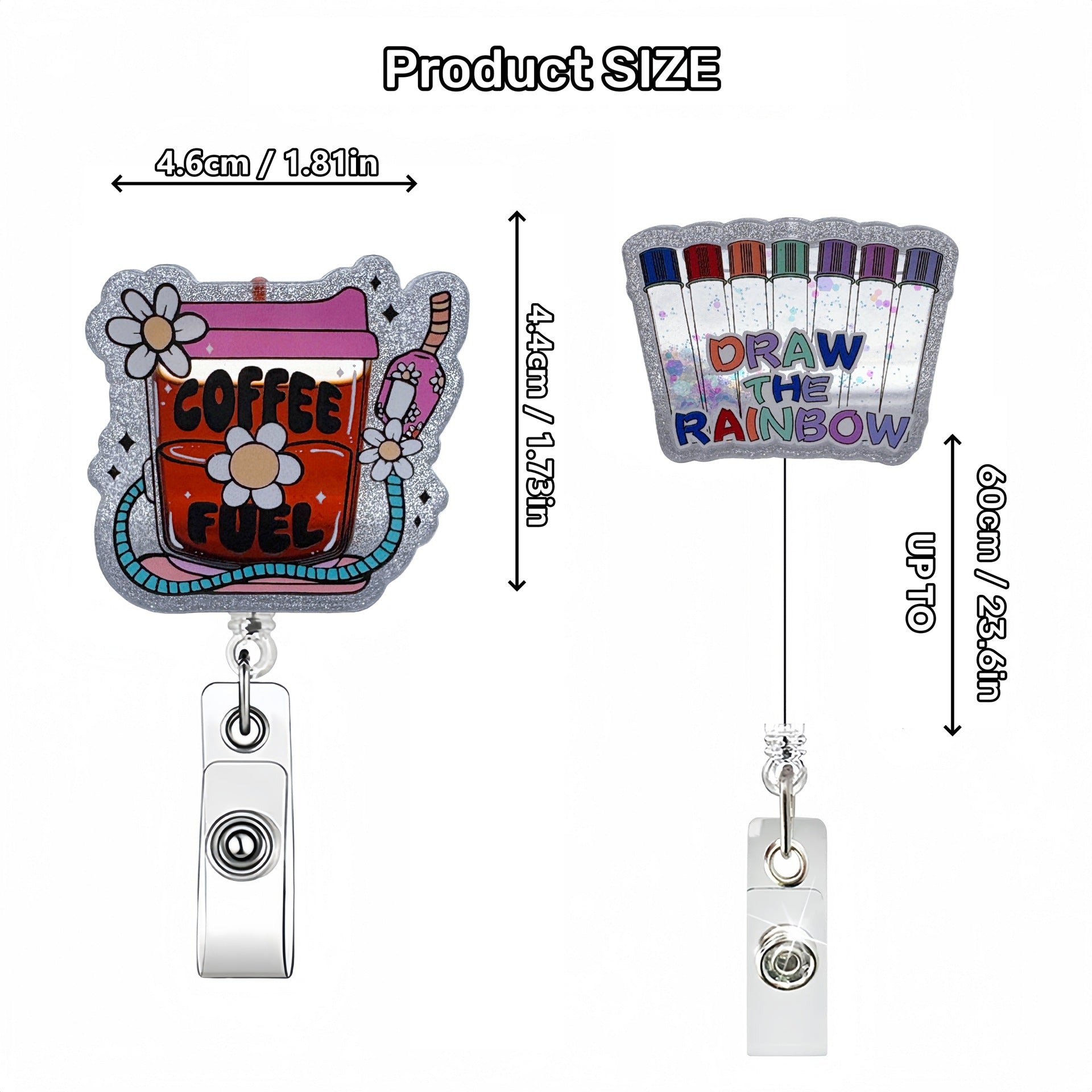 Wholesale  spot glitter liquid retractable Badge Reels,