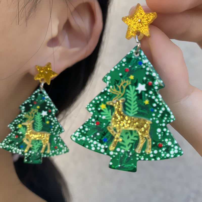 Wholesale New Year Christmas Tree  Acrylic Earrings