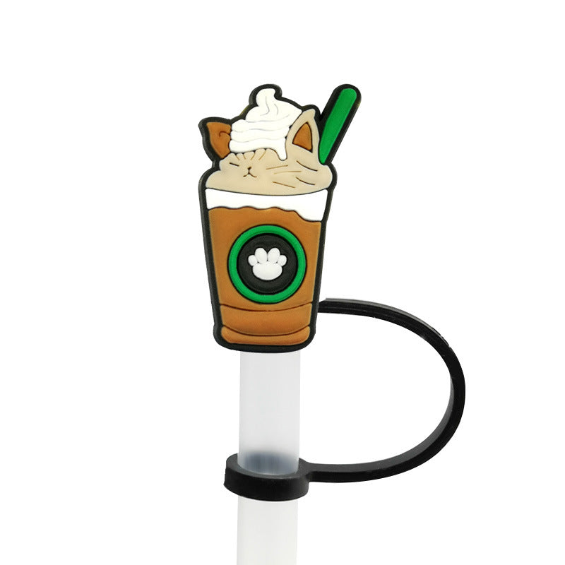 Wholesale 10PCS 7-8mm Cute Drink Straw Tube Cap Silicone Dust Cap Straw Decoration