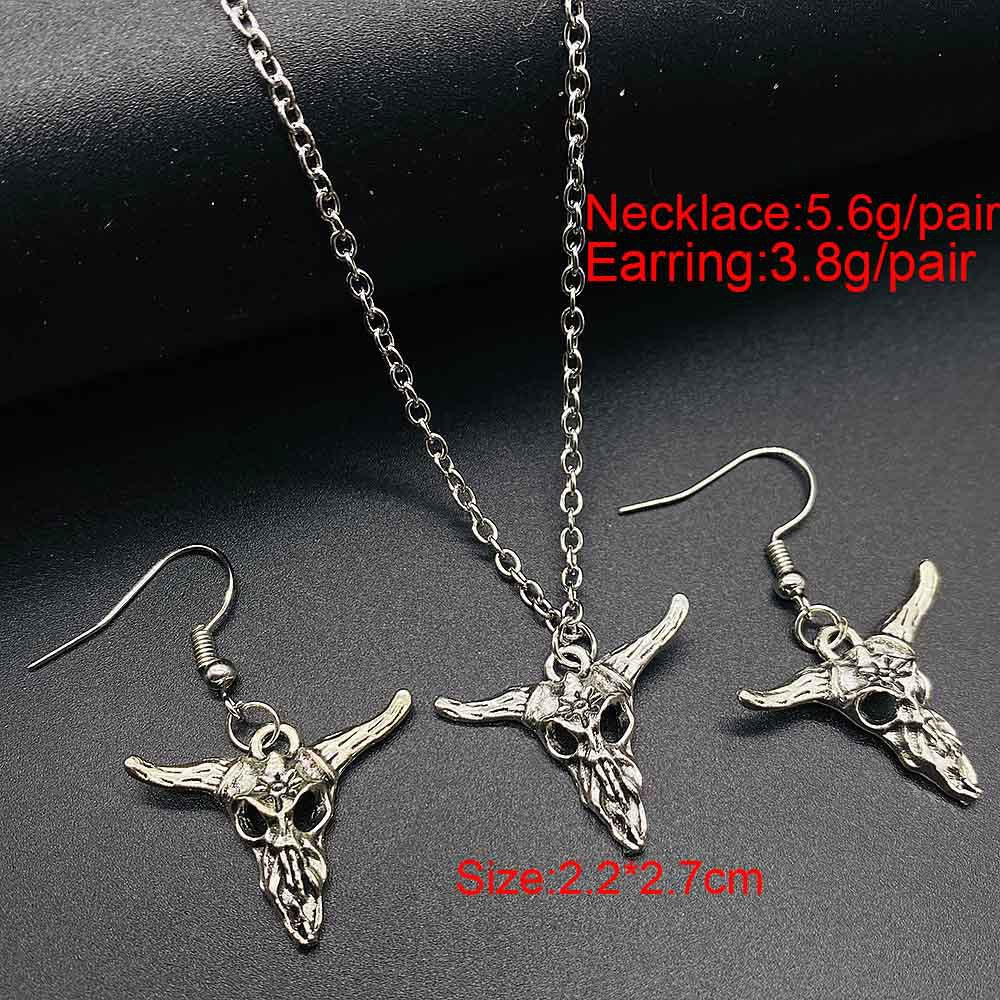Wholesale Trendy Western Turquoise Cactus Cattle Head Earrings &  Necklace Set Jewelry Accessory