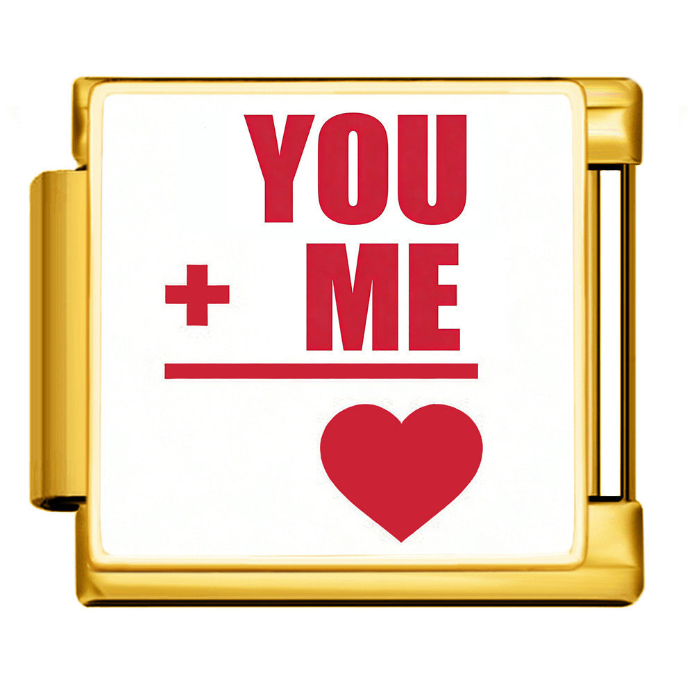 Wholesale Titanium Steel Love Series Square Pattern Modular Bracelet For Valentine S Day Gifts