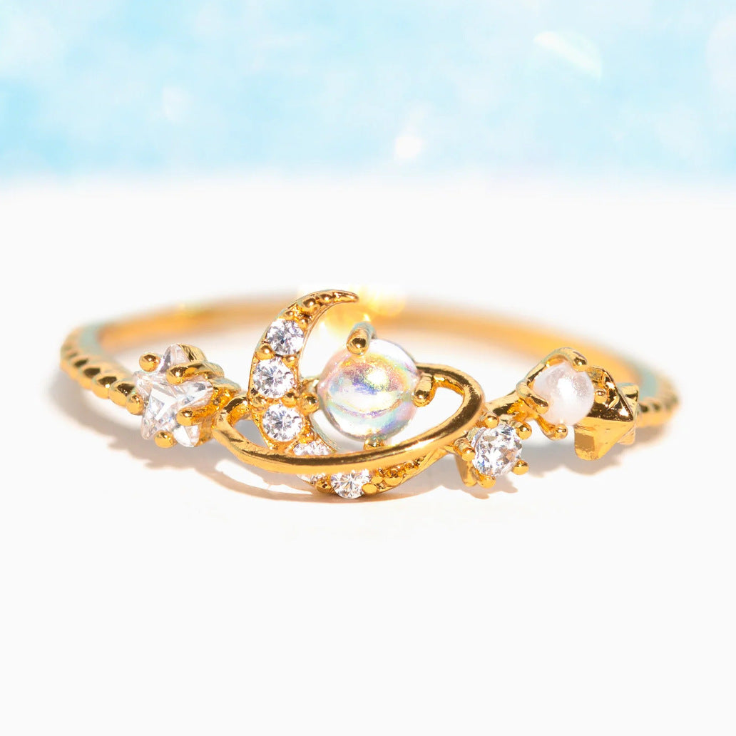 Wholesale  Zircon Moon Star Butterfly Heart-Shaped Opening Adjustable Ring