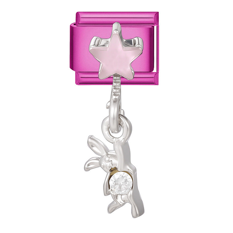 Wholesale 9mm Italian Charm Starter Bracelets DIY square Single Section Creative Stainless Steel Composable Bracelet