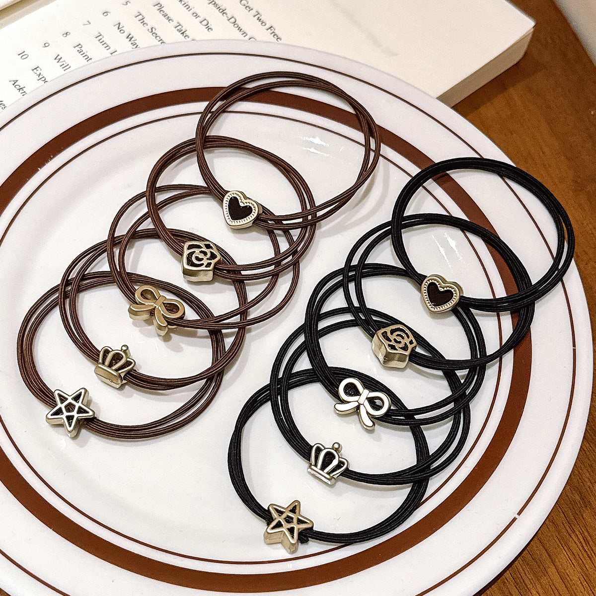 Wholesale 10pcs Simple Headband Small Rubber Band Durable Hair Tie Hair Scrunchies Bow Heart ACC-HS-Huidi005