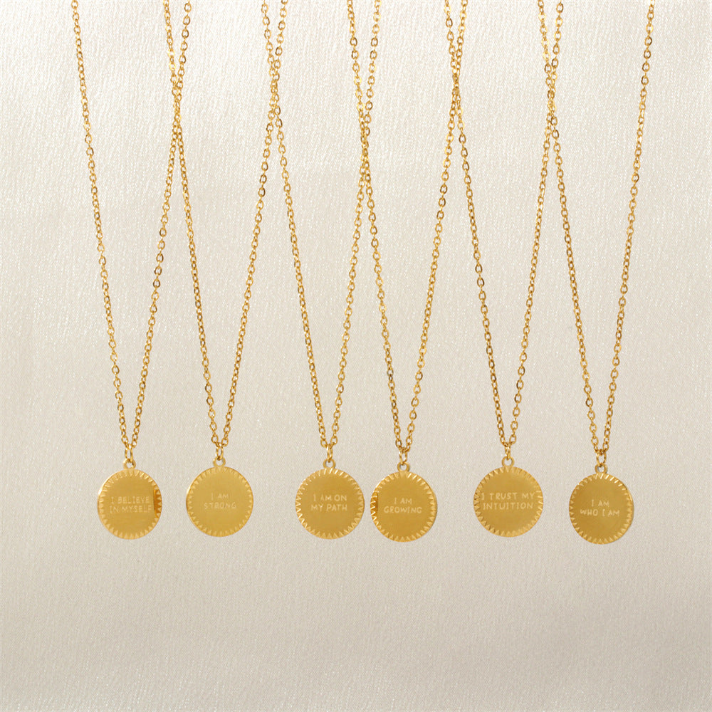 Wholesale Letter element medal anniversary blessing non-fading titanium steel necklace