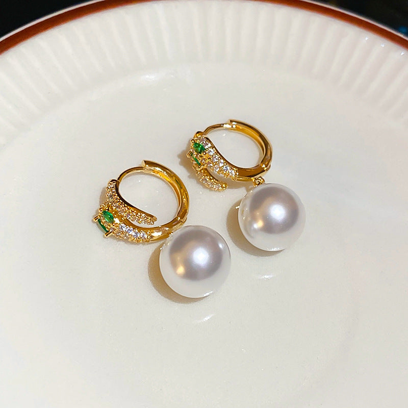Wholesale Personality Exaggerated Oil Drop Diamond Small Snake Silver Earrings