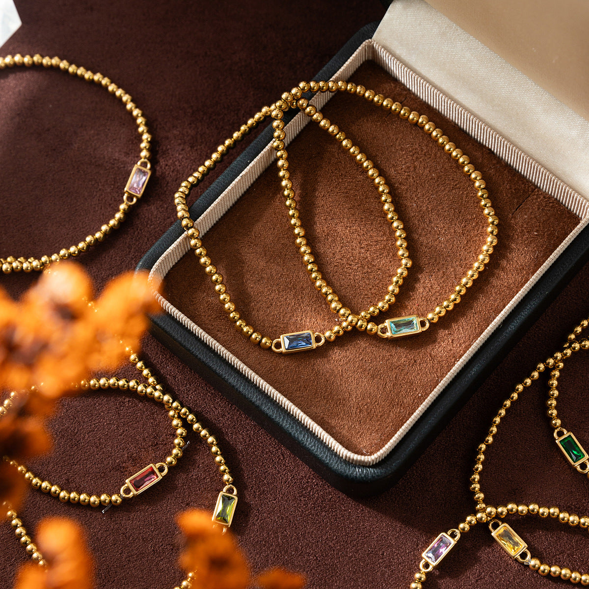 Bracelet rond de pierre de naissance de naissance de luxe léger en gros de décembre