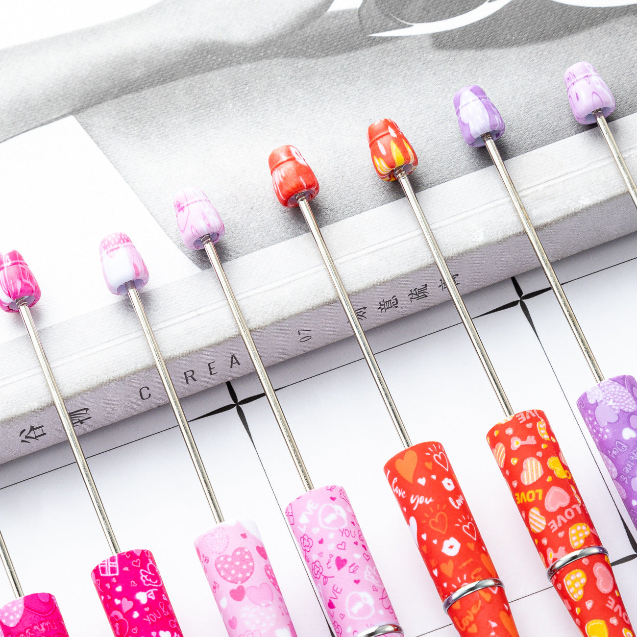 Wholesale diyBeadable Pens Valentine's Day Plastic DIY Bead Pens ACC-PN-HuaH053