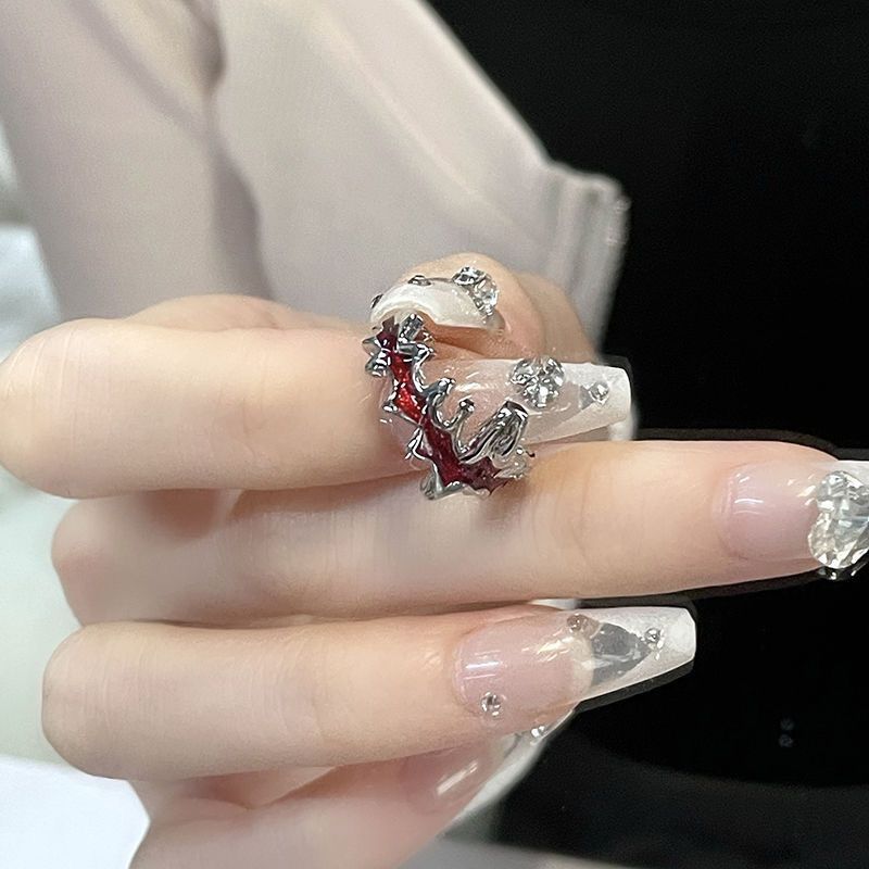 Wholesale Women S Open Ring Red Flame Irregular Geometric French Style Fashion Jewelry Gift For Everyday Wear