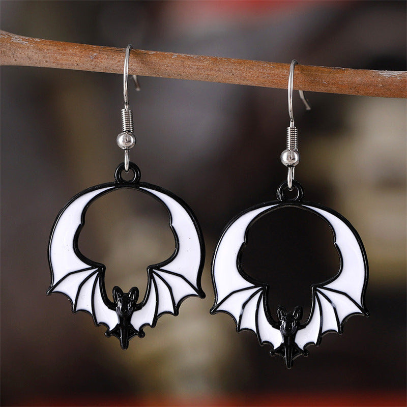 Wholesale Zinc Alloy Bat Earrings Exaggerated Red Black  Fashion Accessory