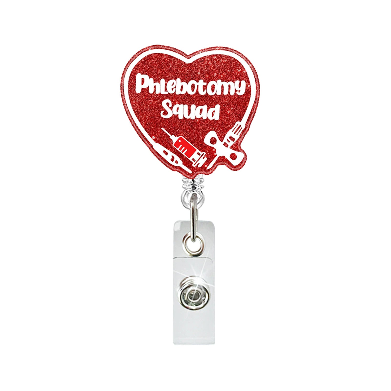 Wholesale Glitter Acrylic Doctor Easy-Pull  Badge Reels