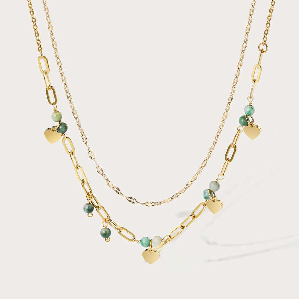 Wholesale  Retro Love Beaded Titanium Steel Necklace