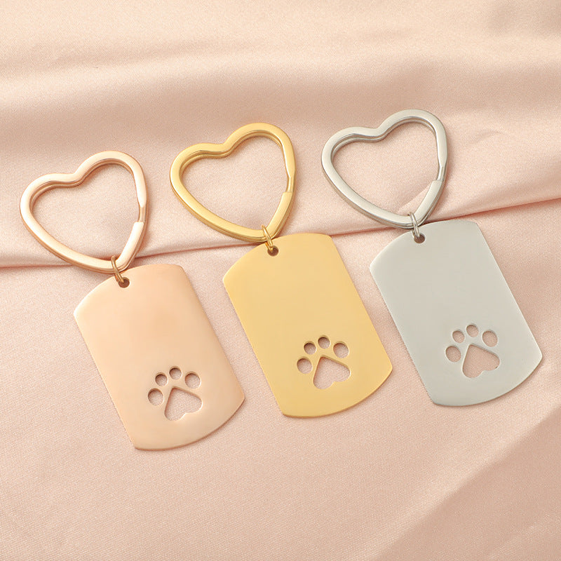 Wholesale Stainless Steel Hollow Dog Paw Keychain ACC-KC-MinPo001